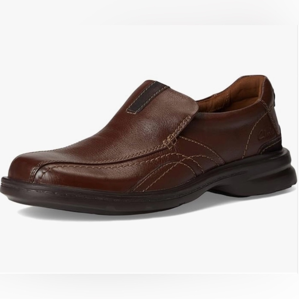 Clarks Men's Rich Brown Leather Slip-Ons Size 10